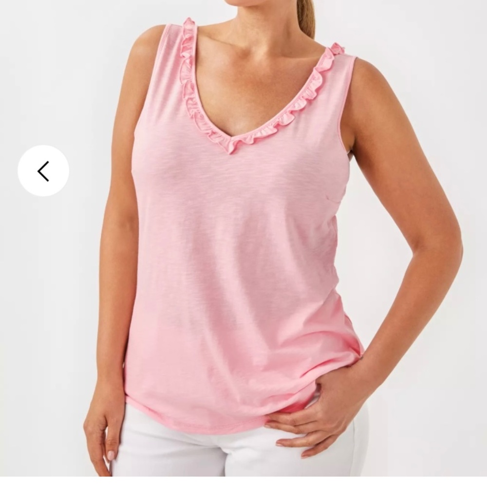 Pulitzer Gigi Ruffle Tank Top. Size: XXL Color: Pink Muse - New